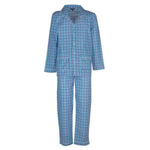 Pigiama uomo lungo in cotone quadretto blu e celeste