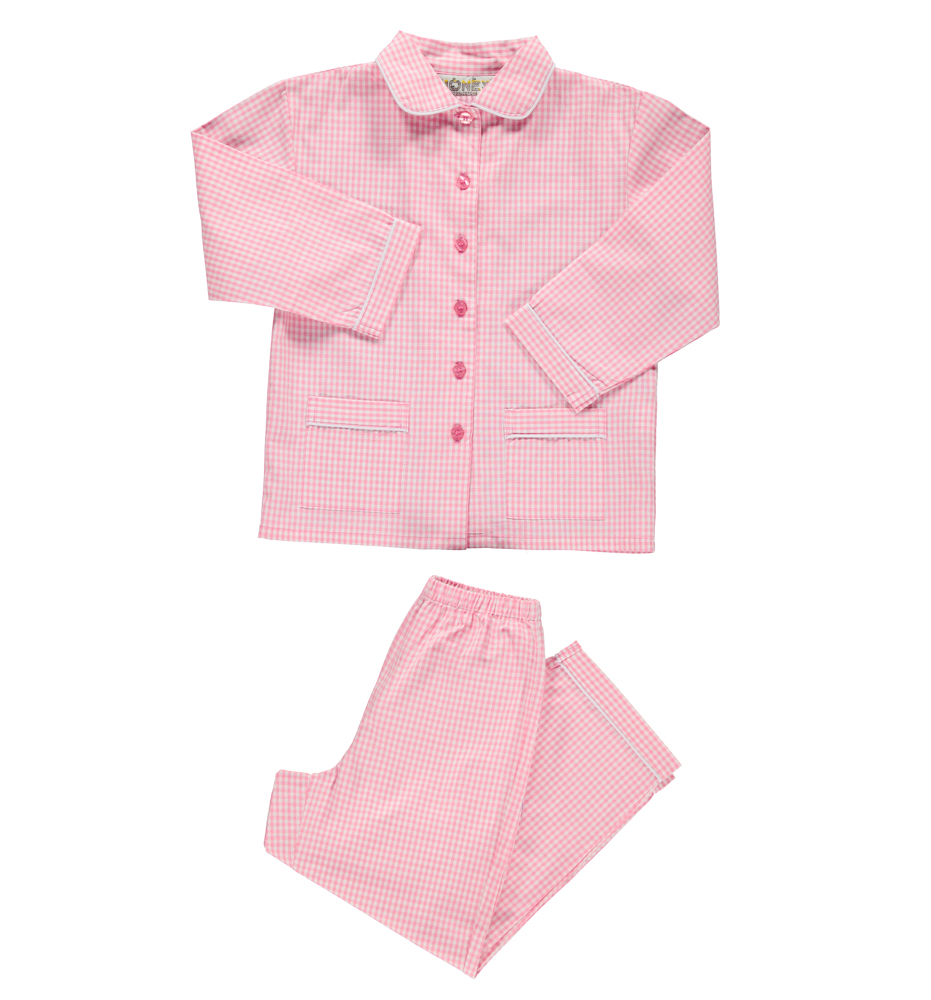 Pigiama bambina lungo in flanella bianco e rosa