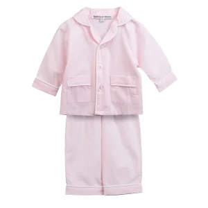 Pigiama baby lungo in cotone bianco e rosa – Margaret