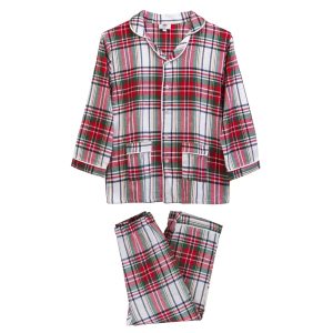 Pigiama bambino lungo in flanella quadro rosso e bianco –  William