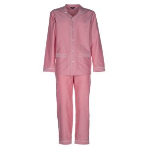 Pigiama donna lungo in cotone oxford bordeaux – Victor