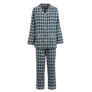 Pigiama donna lungo in flanella scozzese verde – Albert