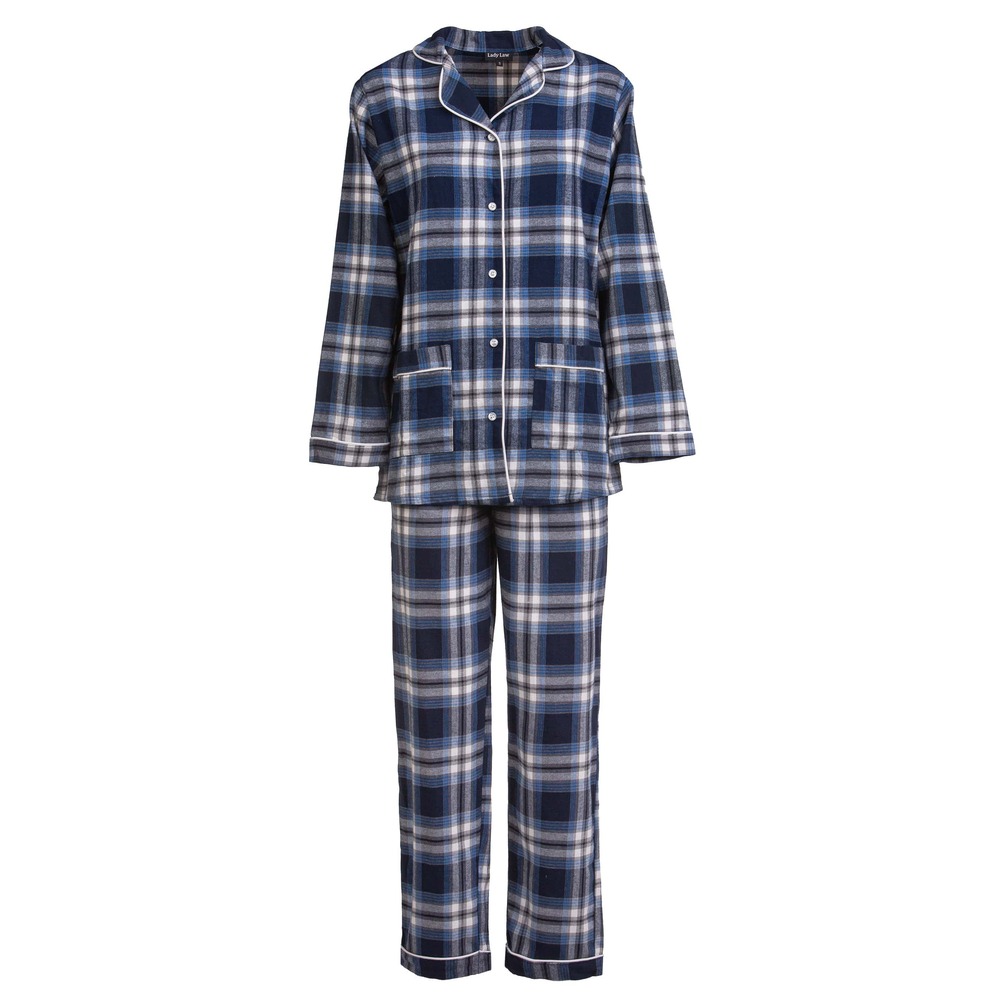 Pigiama donna lungo in flanella quadro blu – Alexander