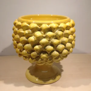 Mezza Pigna Porta Piante Miele H 20 cm in Ceramica siciliana di Santo Stefano di Camastra Hand Made in Sicily