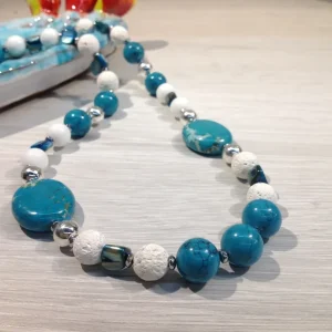 Collana Siciliana Lava Bianca e Turchese