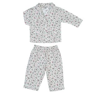 Pigiama baby lungo in cotone fiori rosa