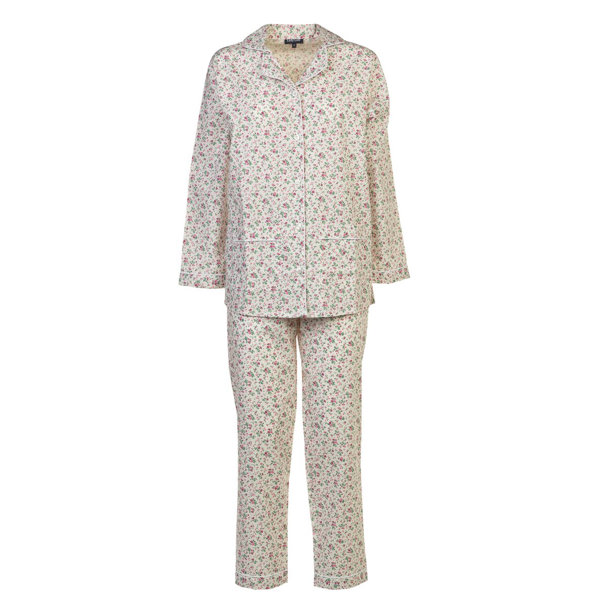 Pigiama donna lungo in cotone fiori rosa – Alisa