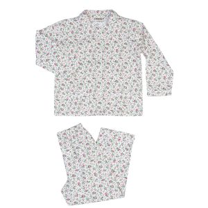 Pigiama bambina lungo in cotone fiori rosa – Alisa