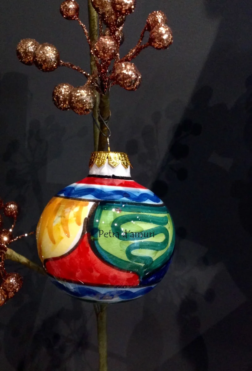 Pallina di Natale in Ceramica Siciliana di Santo Stefano di Camastra, Hand Made in Sicily