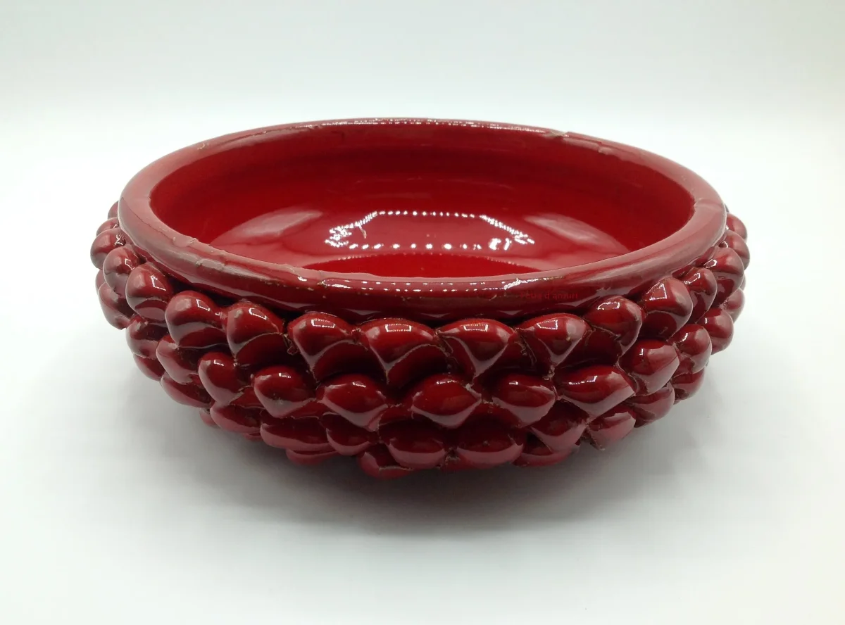 Centrotavola Mezza Pigna Rossa in ceramica di Santo Stefano di Camastra Hand Made in Sicily