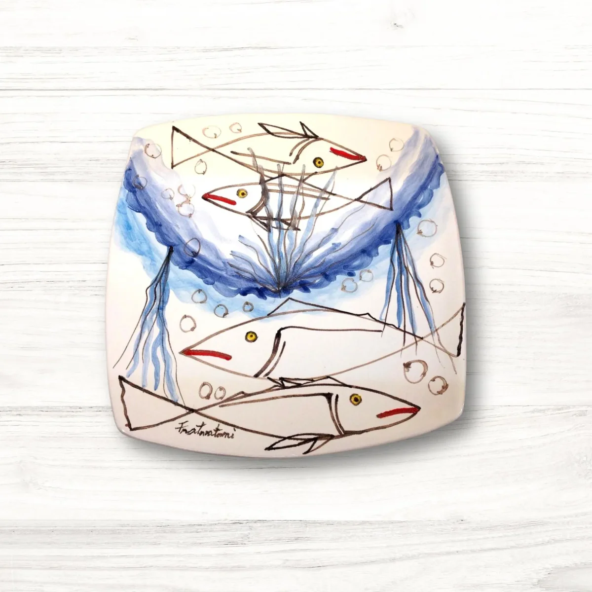 Piatto in Ceramica Siciliana con Pesci