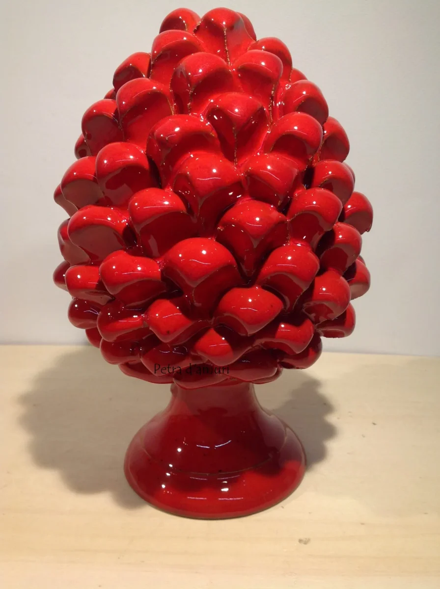Pigna Classica Rosso Corallo h 20 cm in Ceramica siciliana Hand Made in Sicily