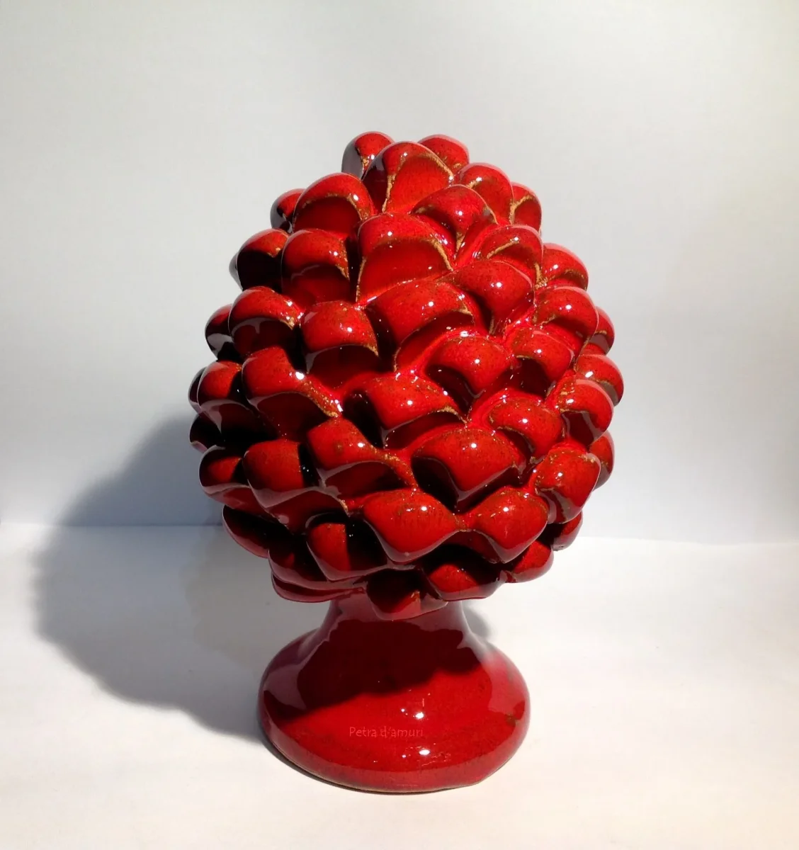 Pigna Classica Rosso Antichizzato H 15 cm in Ceramica Siciliana Hand Made in Sicily