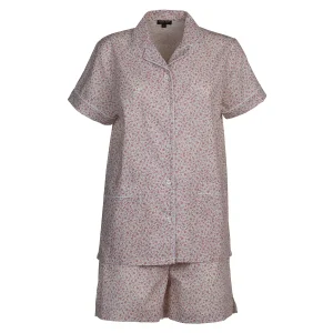 Pigiama donna corto in cotone fiori rosa – Lisa