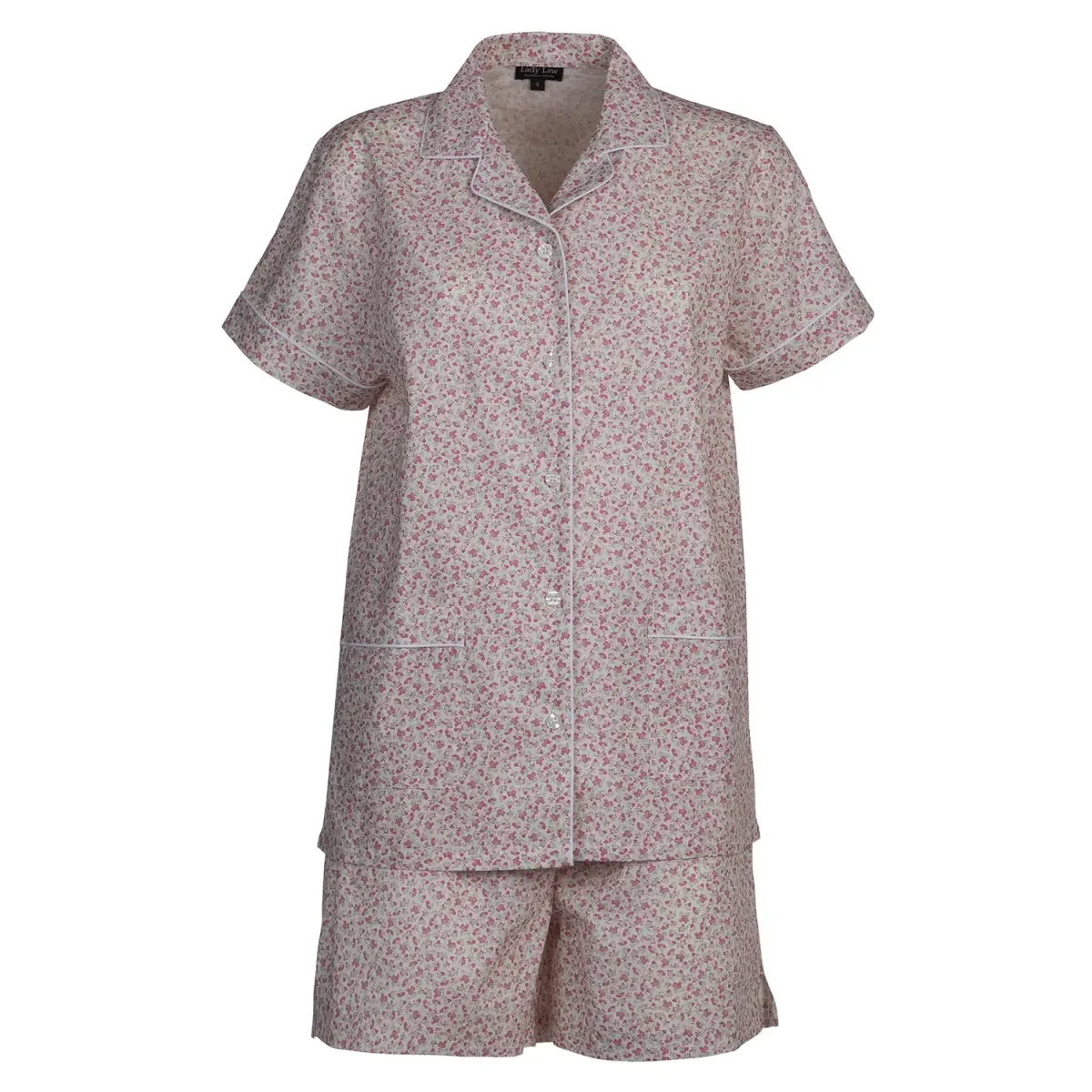 Pigiama donna corto in cotone fiori rosa – Lisa