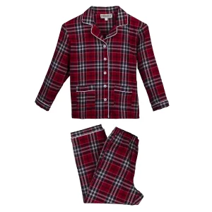 Pigiama bambina lungo in flanella scozzese scarlatto – Kenneth
