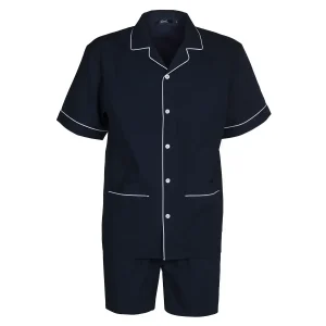 Pigiama uomo corto in cotone blu unito – Olav